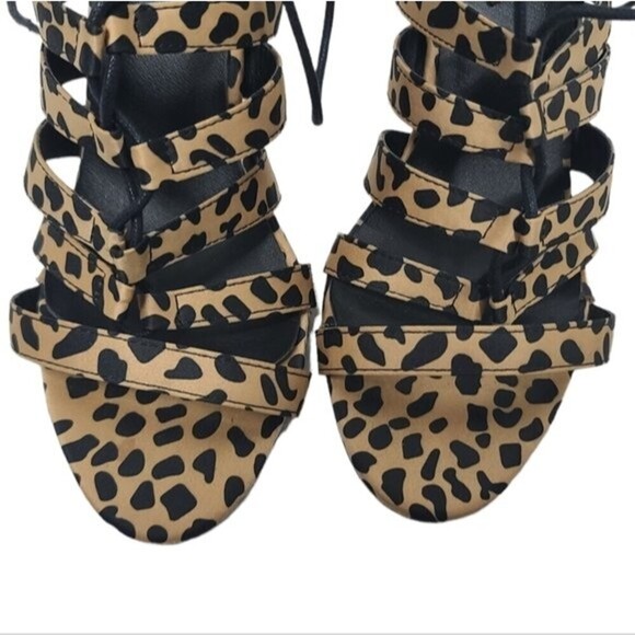 Asos Husky Animal Print Lace Up Heels 5.5 - Picture 2 of 9